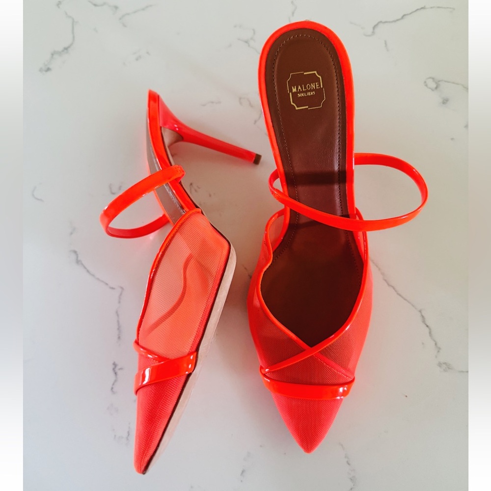 Malone Souliers Clio Orange Mesh Heels